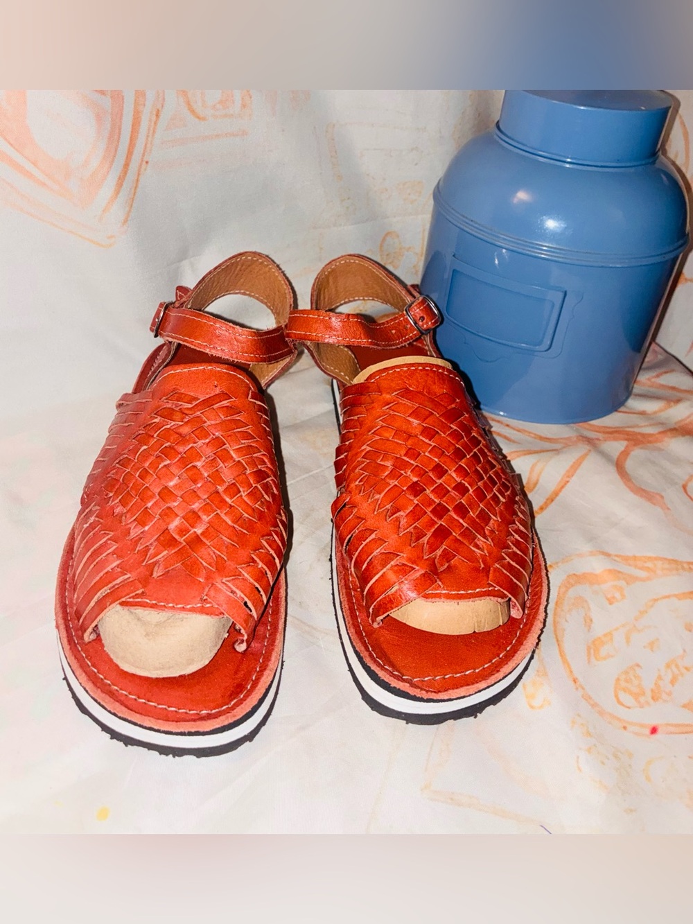 Gali-Women’s Huarache Woven Leather Open-Toe Sandals - Cognac - Picture 3 of 8